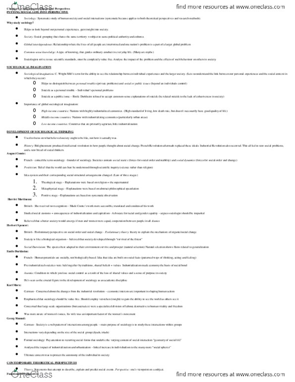 SOC 1101 Chapter Notes - Chapter 1: Consumerism, Anomie thumbnail