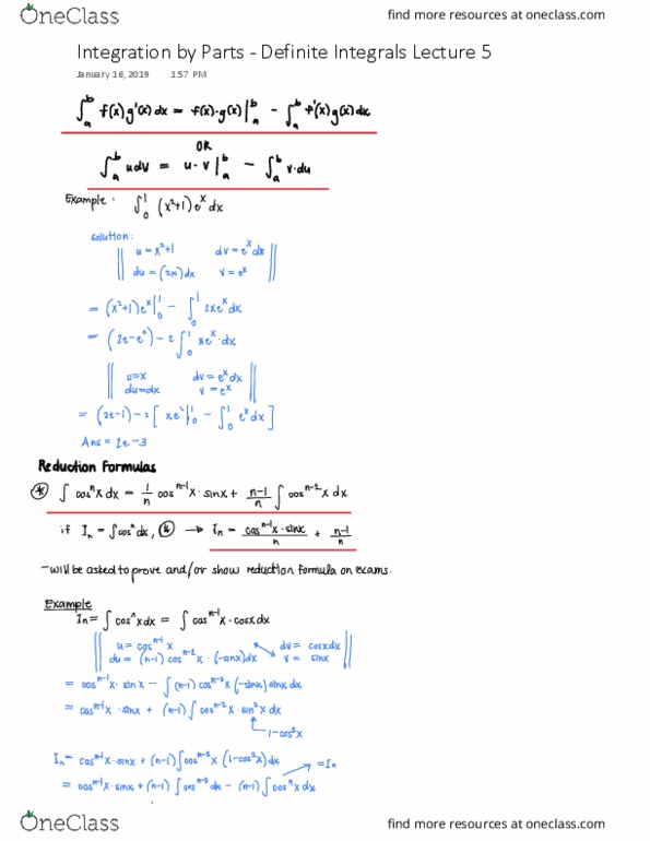 MATH101 Lecture 5: Integration by Parts - Definite Integrals thumbnail