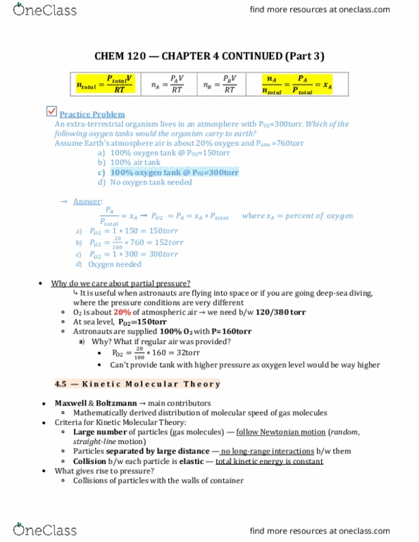 CHEM 120 Lecture Notes - Lecture 3: Kinetic Theory Of Gases, Partial Pressure, Torr thumbnail