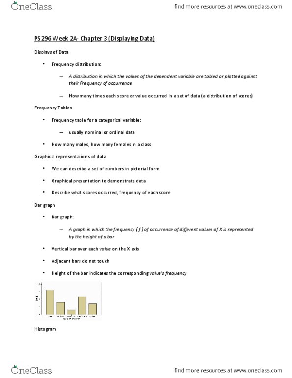 PS268 Lecture Notes - Lecture 2: Bar Chart, Frequency Distribution, Unimodality thumbnail
