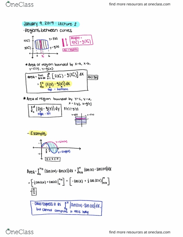 MATH 1172 Lecture 2: Regions Between Curves cover image