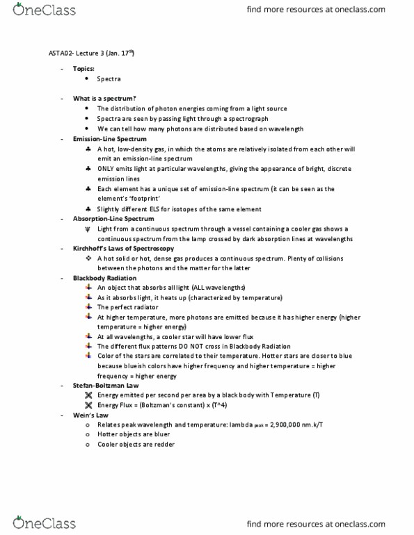 ASTA02H3 Lecture Notes - Lecture 4: Black Body, Photon thumbnail