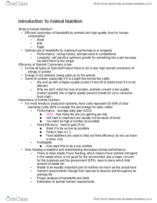 ANSC 303 Lecture Notes - Free Range, Lactation, Starch thumbnail