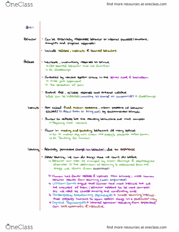 PSY100H1 Lecture Notes - Lecture 11: Patellar Reflex, Observational Learning, Brainstem thumbnail