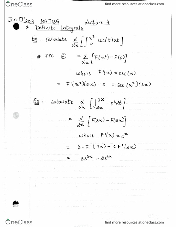 MAT135Y5 Lecture 4: DEFINITE INTEGRALS, INDEFINITE INTEGRALS cover image