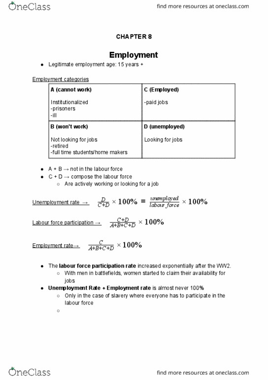 ECO102H1 Lecture Notes - Lecture 2: Employment-To-Population Ratio, Real Wages, Disinflation cover image