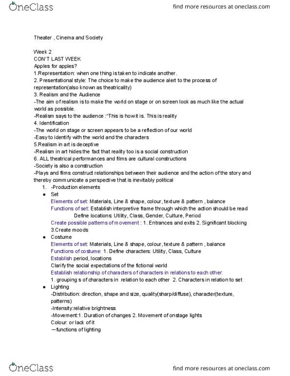 THTRFLM 1T03 Lecture Notes - Lecture 4: Theatricality, Staccato, Rieti thumbnail