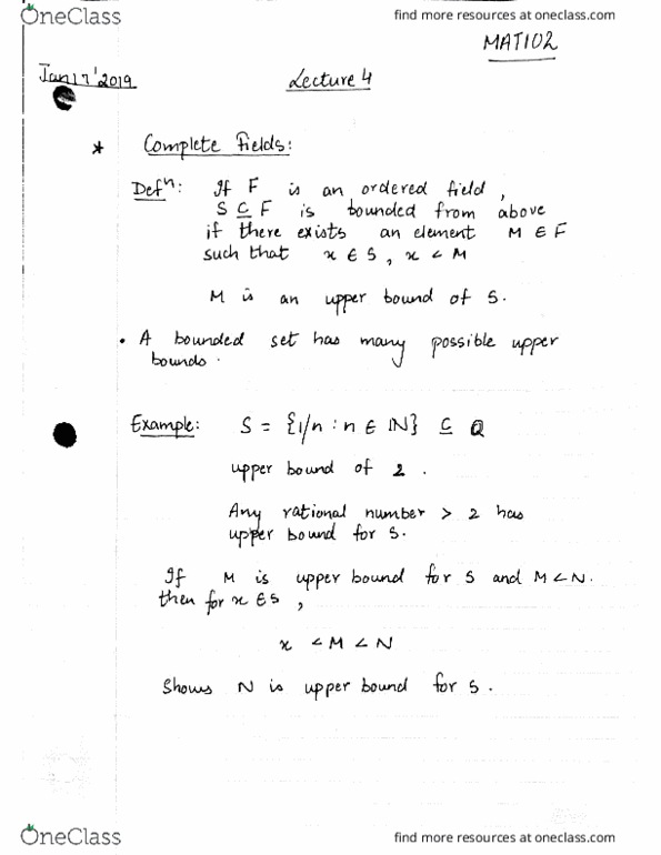 MAT102H5 Lecture Notes - Lecture 4: Rational Number cover image