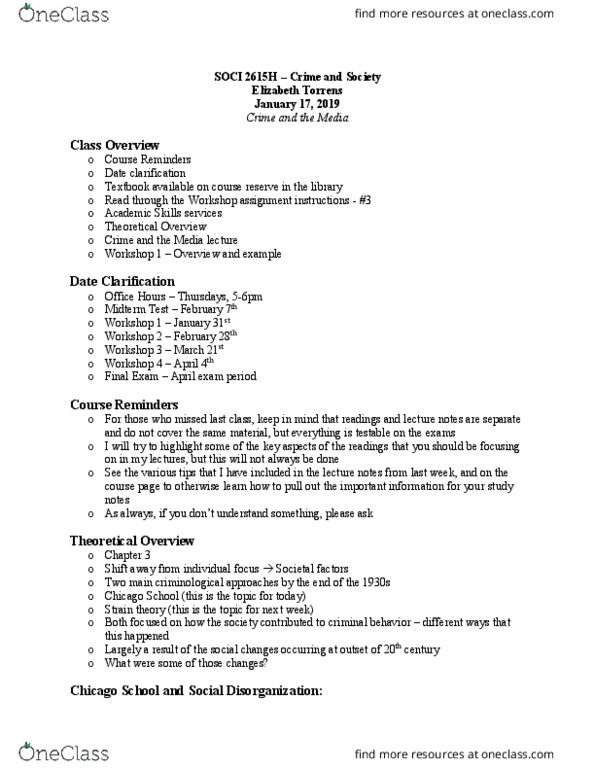 SOCI 2615H Lecture Notes - Lecture 2: Social Disorganization Theory, Social Learning Theory, Moral Panic thumbnail