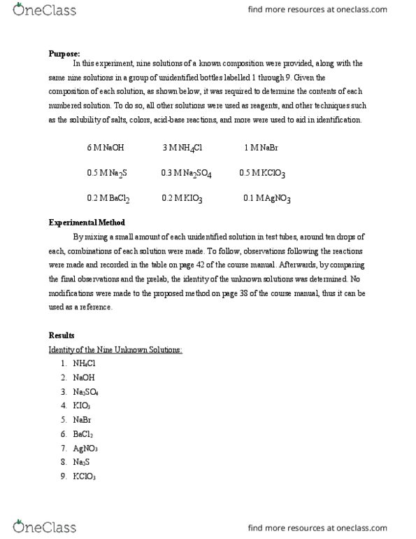 CHM110H5 Lecture Notes - Lecture 1: Barium Chloride, Sodium Bromide, Transition Metal thumbnail