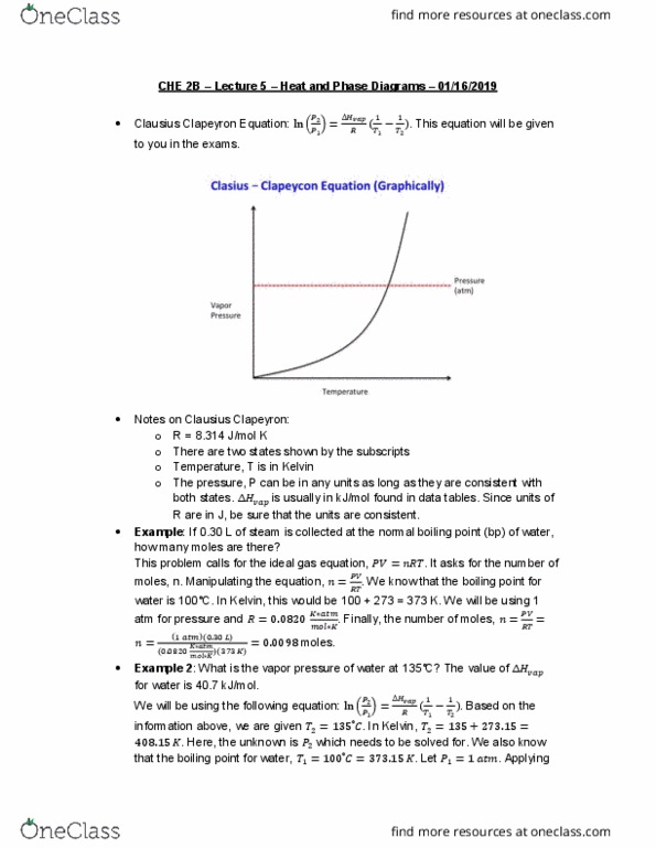 CHE 2B Lecture 5: CHE 2B – Lecture 5 – Heat and Phase Diagrams cover image