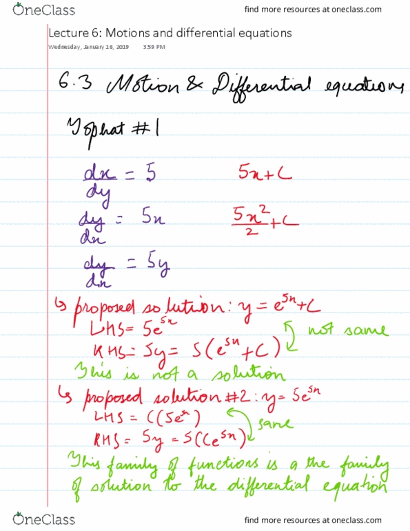 MAT136H1 Lecture 6: MAT136 Lecture 6 - Motion and diffential equations thumbnail