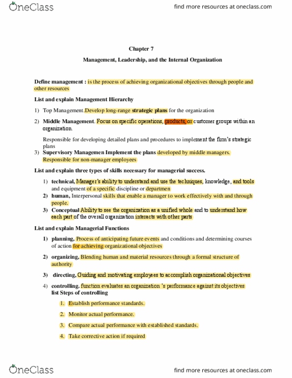 BUSM200 Chapter Notes - Chapter 7-12: Strategic Planning, Human Resource Management, Operations Management thumbnail