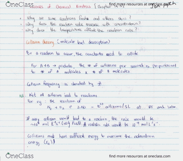 CHEM105 Lecture 4: January 17th- Theories of Chemical Kinetics cover image