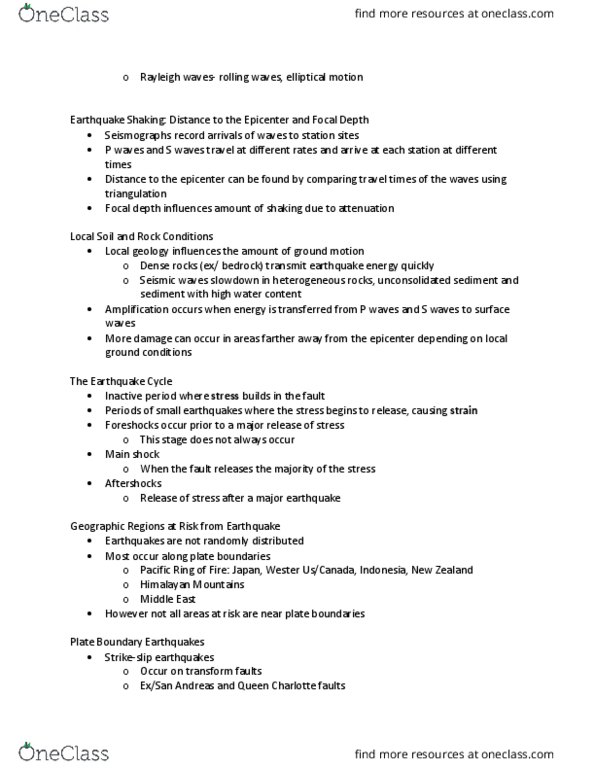 EARTHSC 2GG3 Lecture Notes - Lecture 4: Epicenter, Himalayas, Seismic Wave thumbnail