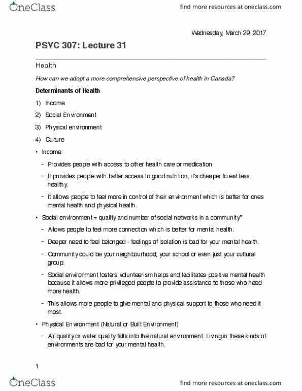 PSYC 307 Lecture Notes - Lecture 31: Social Environment, Suicidal Ideation, Employment-To-Population Ratio thumbnail