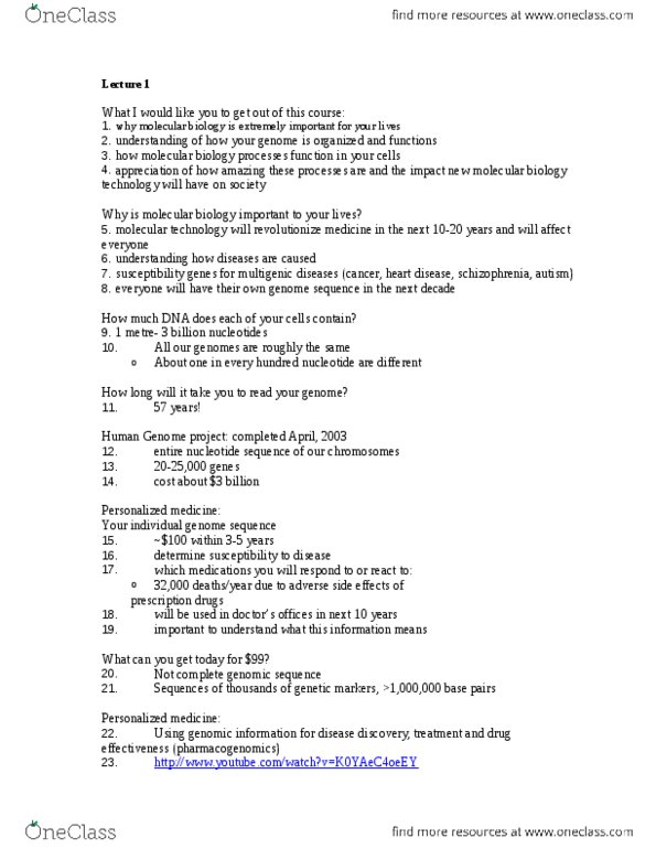 BIOL 2131 Lecture Notes - Microrna, Scrapie, Coding Strand thumbnail