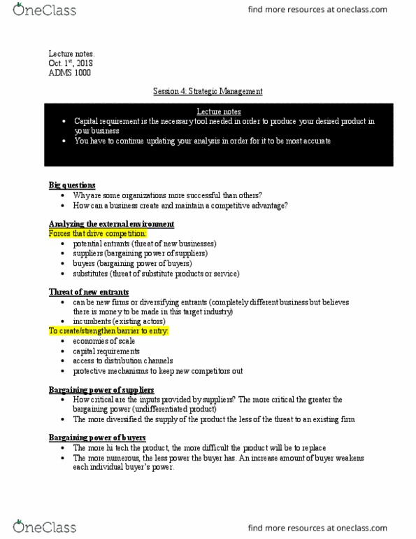 ADMS 1000 Lecture Notes - Lecture 3: Capital Requirement, Sobeys, Learning Curve thumbnail