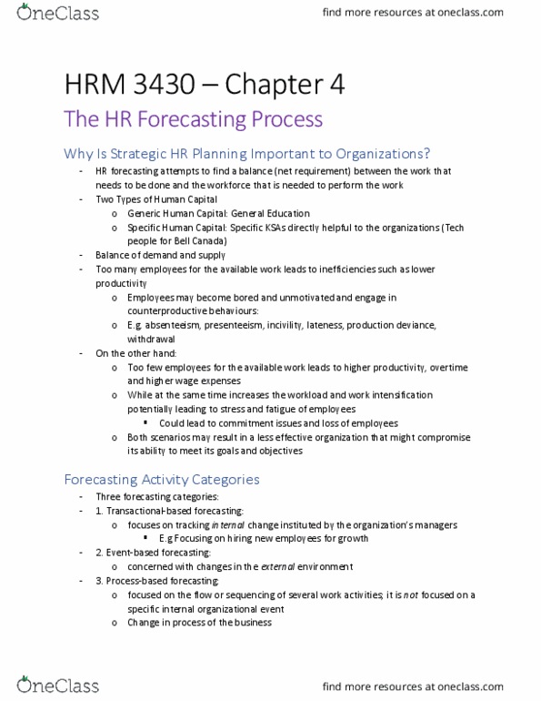 HRM 3430 Chapter 4: Forecasting Process thumbnail