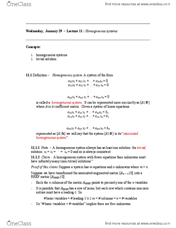 MATH136 Lecture Notes - General Idea, Coefficient Matrix, Solution Set thumbnail