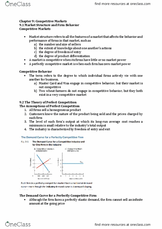 ECON 208 Chapter Notes - Chapter 9: Perfect Competition, Mastercard, Market Power thumbnail