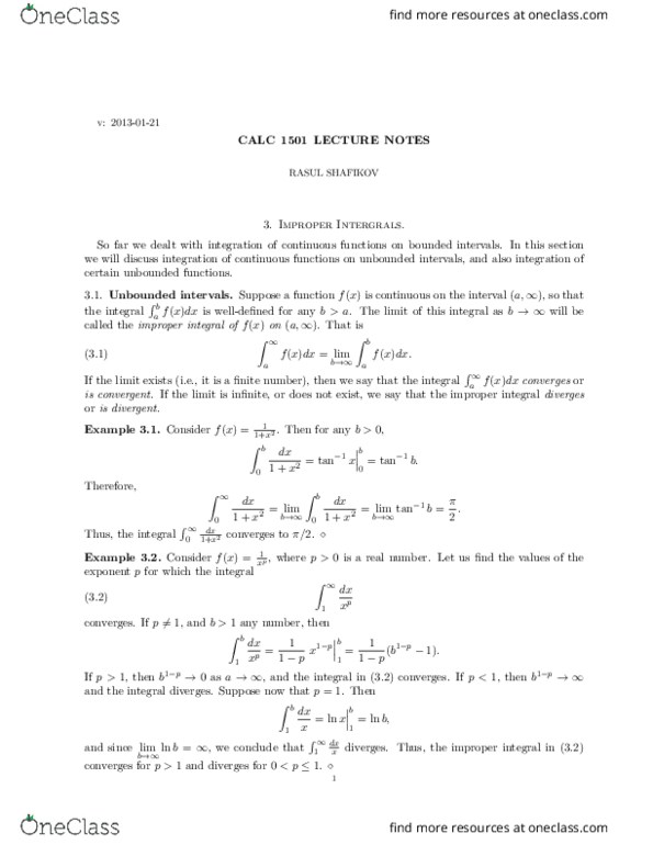 Calculus 1000A/B Lecture 6: improper thumbnail