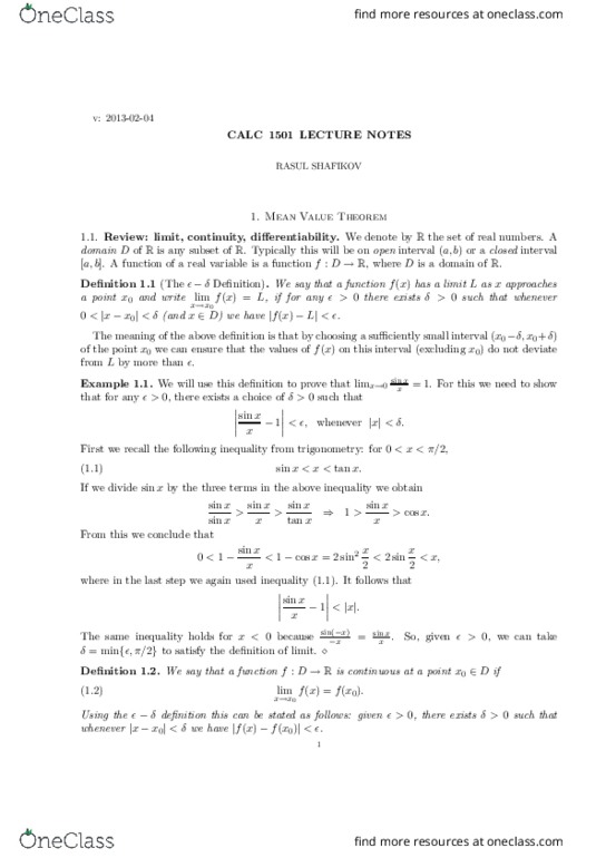 Calculus 1000A/B Lecture 8: mvt thumbnail