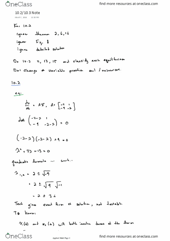 Applied Mathematics 1201A/B Lecture 10: 10.2-10.3-Note thumbnail