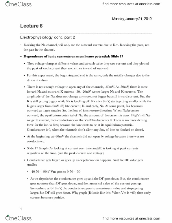 ZOOL342 Lecture Notes - Lecture 6: Voltage Clamp, Electrophysiology thumbnail