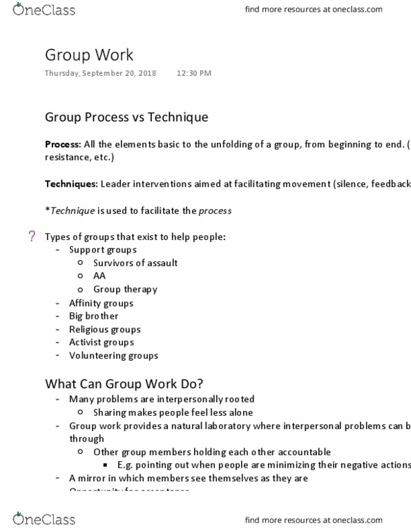 PSY 410 Lecture Notes - Lecture 6: Group Psychotherapy, Group Dynamics, Active Listening thumbnail