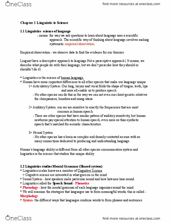 LINGUIST 1A03 Lecture 1: Chapter 1 VIDEO NOTES thumbnail