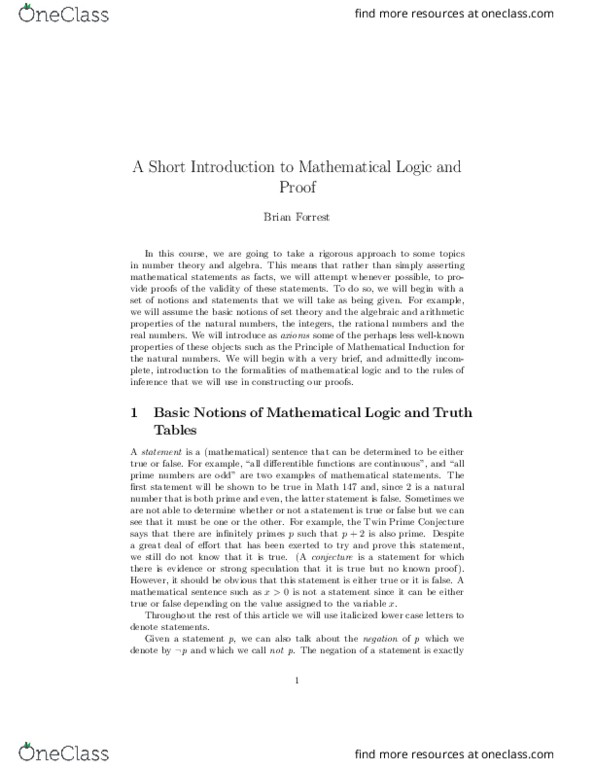 MATH145 Lecture Notes - Modus Tollens, Westron, Mathematical Logic thumbnail