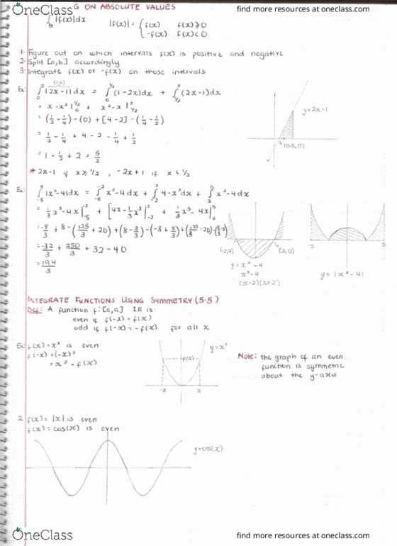 MATH 141 Lecture 7: 7Integrating on Absolute Values WINTER 2019 cover image