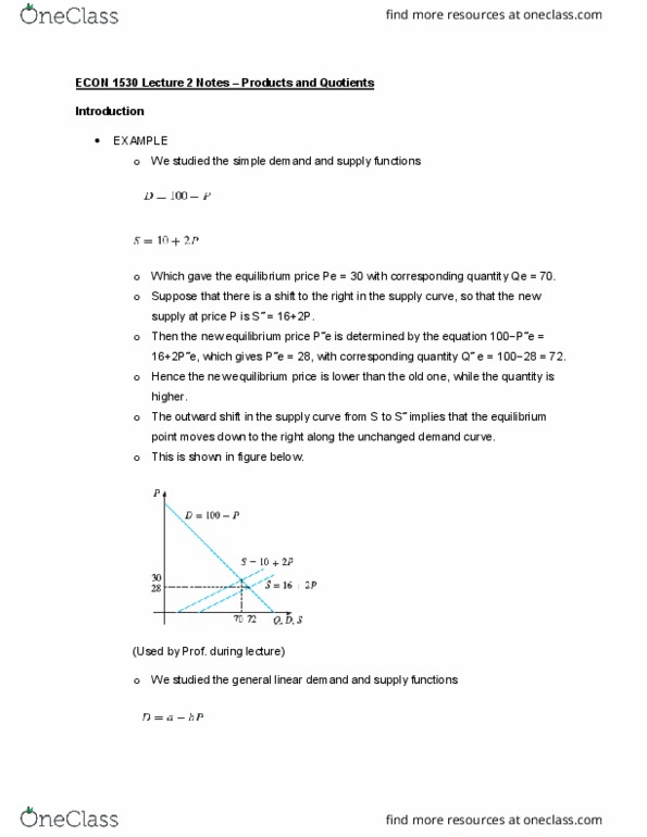 ECON 1530 Lecture 2: ECON 1530 Lecture 2 Notes – Products and Quotients cover image