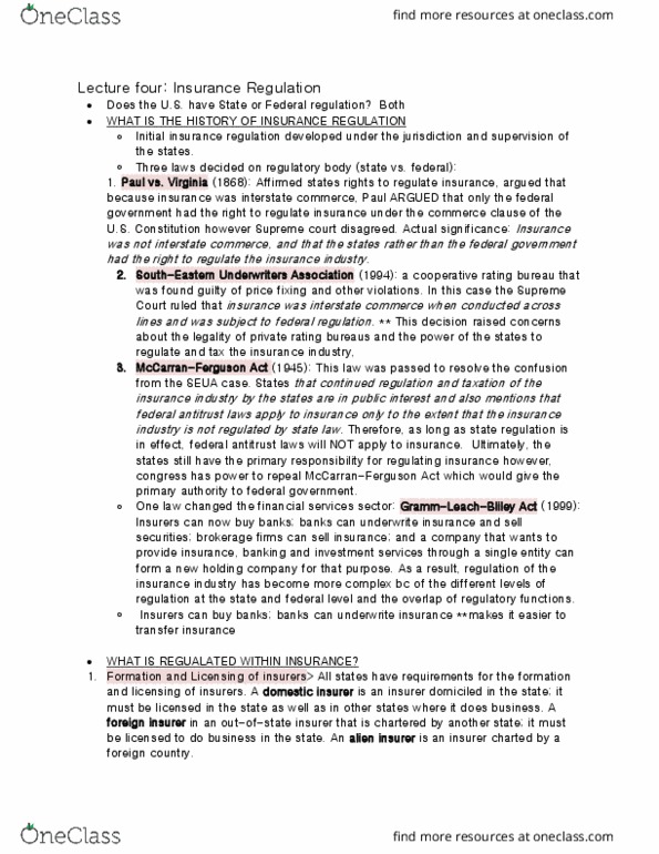 RMI 2301 Lecture 4: Lecture four Insurance regulation thumbnail