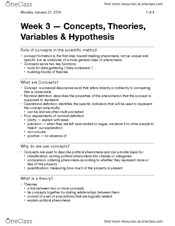 Political Science 3324F/G Lecture Notes - Lecture 3: Scientific Method, Thesis Statement thumbnail