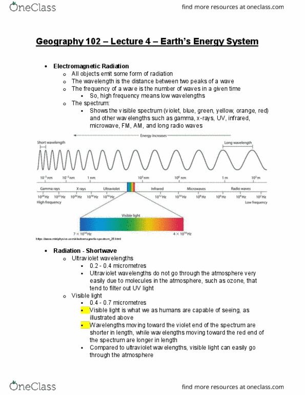 GPHY 102 Lecture Notes - Lecture 4: Shortwave Radiation, Shortwave Radio, Acronym cover image