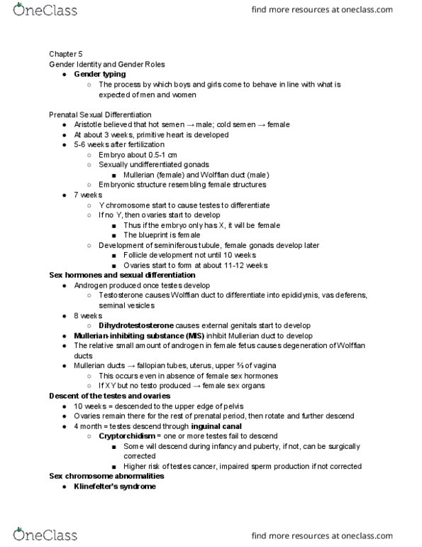 FRHD 2100 Chapter Notes - Chapter 5: Seminal Vesicle, Oedipus Complex, Sexual Differentiation thumbnail