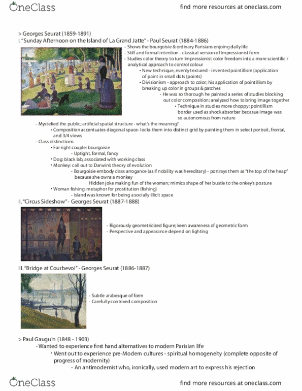 ARTH 103 Lecture Notes - Lecture 6: Georges Seurat, Pointillism, Color Theory thumbnail