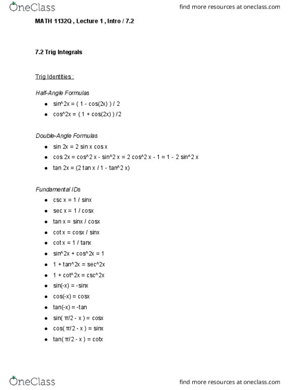 MATH 1132Q Lecture 1: MATH 1132Q , Lecture 1 , Intro / 7.2 cover image