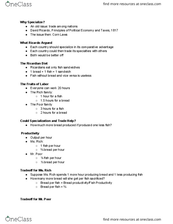 ECON 1 Lecture Notes - Lecture 1: Comparative Advantage, Corn Laws thumbnail