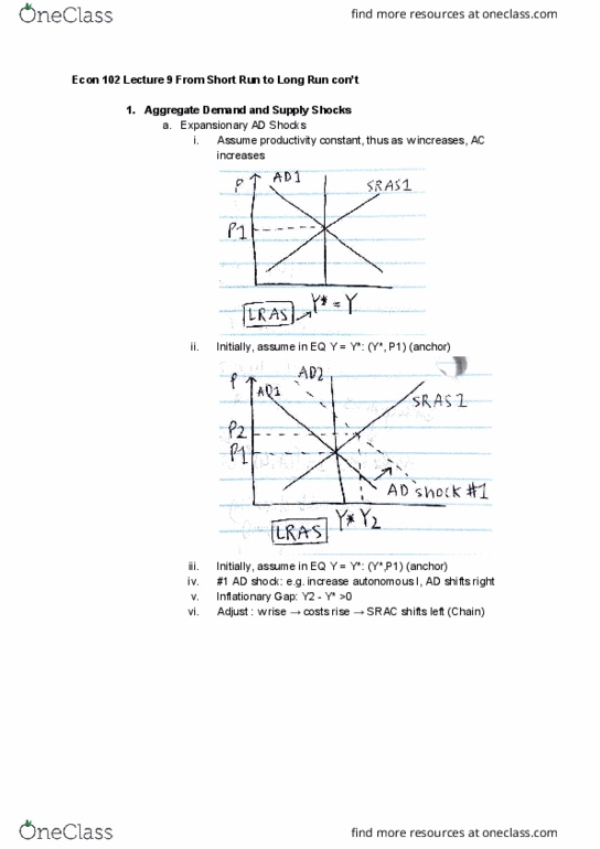 ECON 102 Lecture 9: Econ 102 Lecture 9 From Short Run to Long Run con’t thumbnail