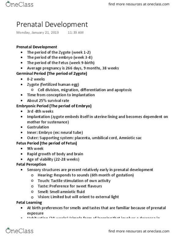 PSY 302 Lecture 3: Prenatal Development thumbnail