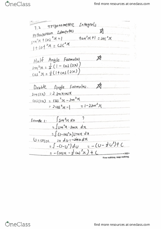 MATH 1132Q Lecture 1: Math 1132Q-030 7.2 Trigonometric Intregrals cover image