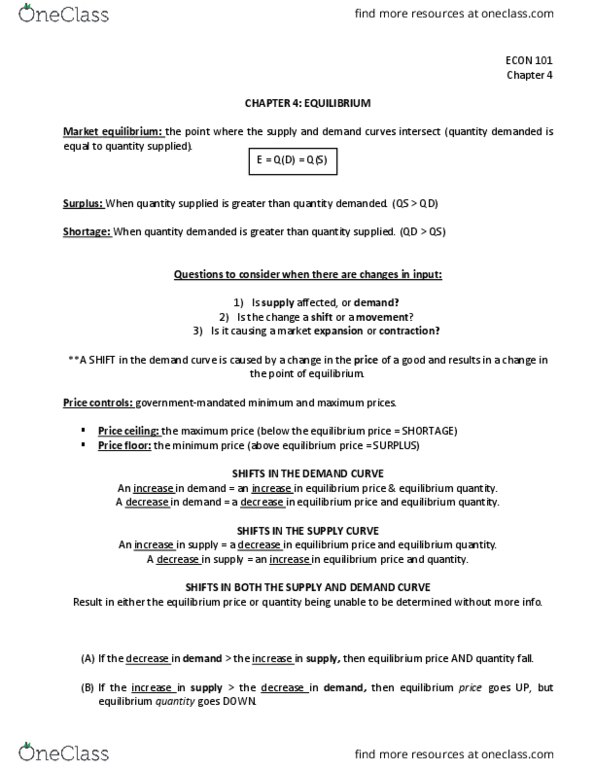 ECON101 Chapter 4: Equilibrium thumbnail