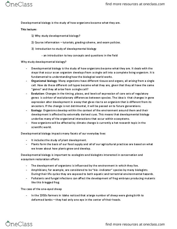 BISC 333 Lecture 1: Why Study Developmental Biology thumbnail