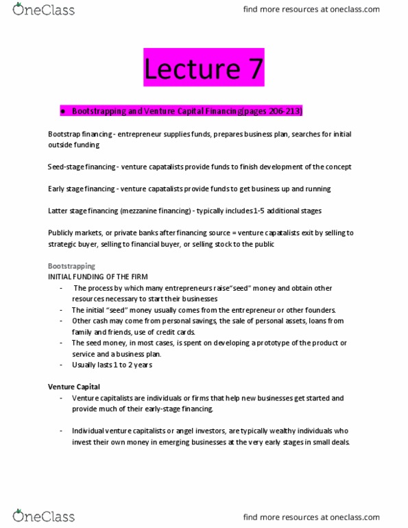 Philosophy 1200 Lecture Notes - Lecture 7: Venture Capital Financing, Mezzanine Capital, Investment Banking thumbnail