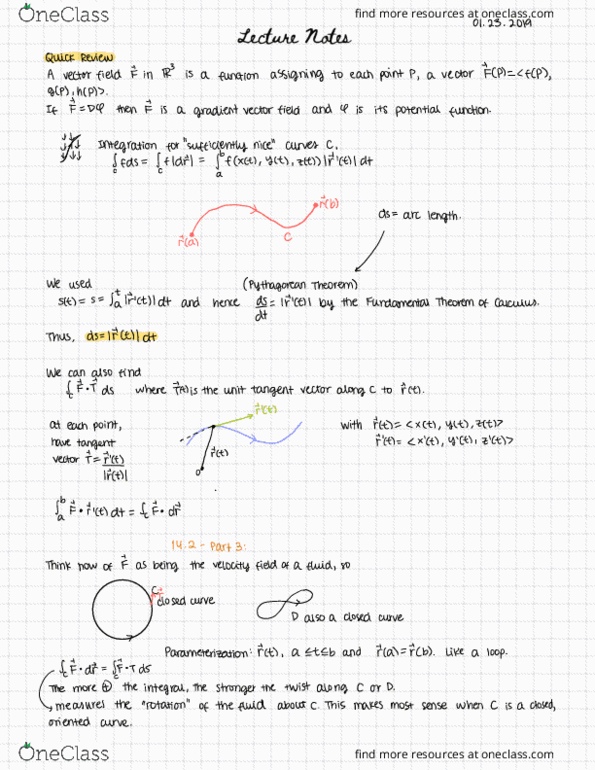 MTH 255 Lecture Notes - Lecture 7: Pythagorean Theorem, Terce, Curve thumbnail