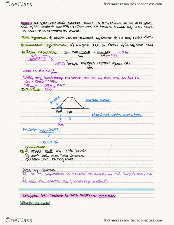 STAT 20 Lecture Notes - Lecture 40: Simple Random Sample, Null Hypothesis, 2Degrees thumbnail