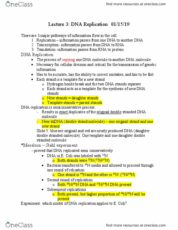 AGR 3303 Lecture Notes - Lecture 3: Semiconservative Replication, Origin Recognition Complex, Chromosome thumbnail